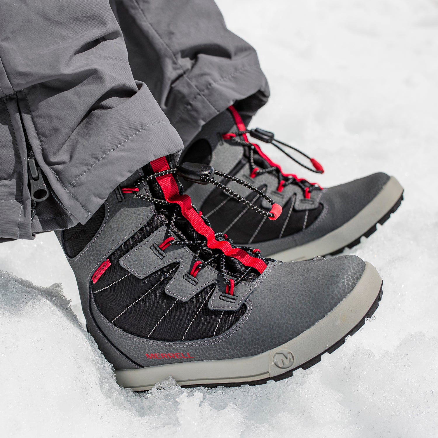 Merrell Erkek Çocuk Snow Bank 4.0 Wtrpf Bot Erkek Çocuk Grey/Black/Red Bot-4